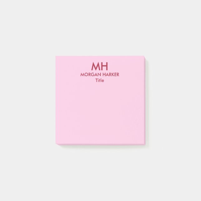 Post-it® Initiales minimales propres Rouge Rose (Devant)