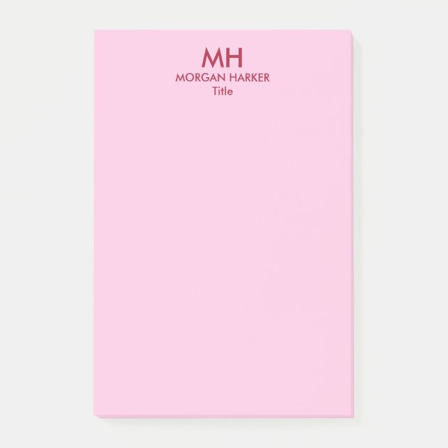 Post-it® Initiales minimales propres Rouge Rose (Devant)