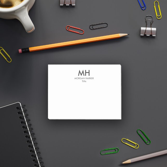 Post-it® Initiales minimes propres Gris blanc (Créateur téléchargé)