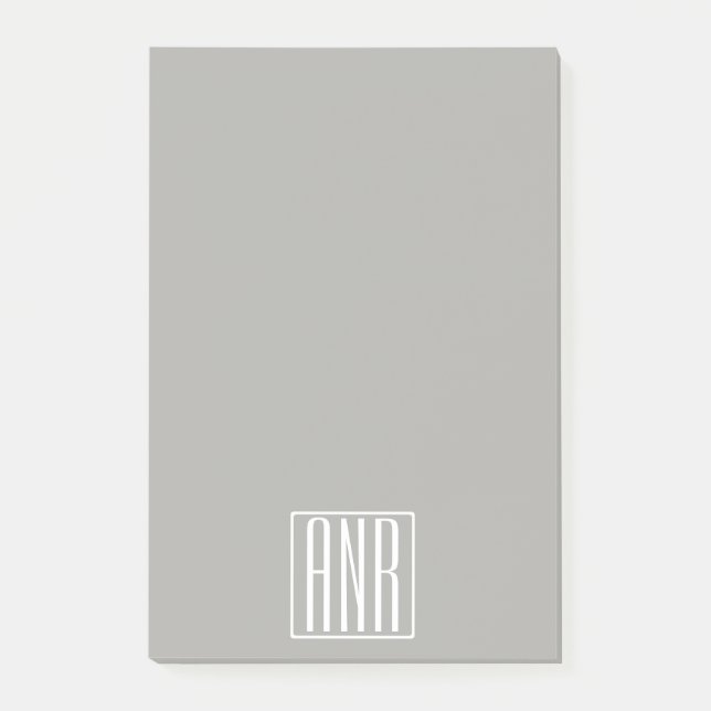 Post-it® Initiales Monogramme | Blanc Sur Gris Clair (Devant)