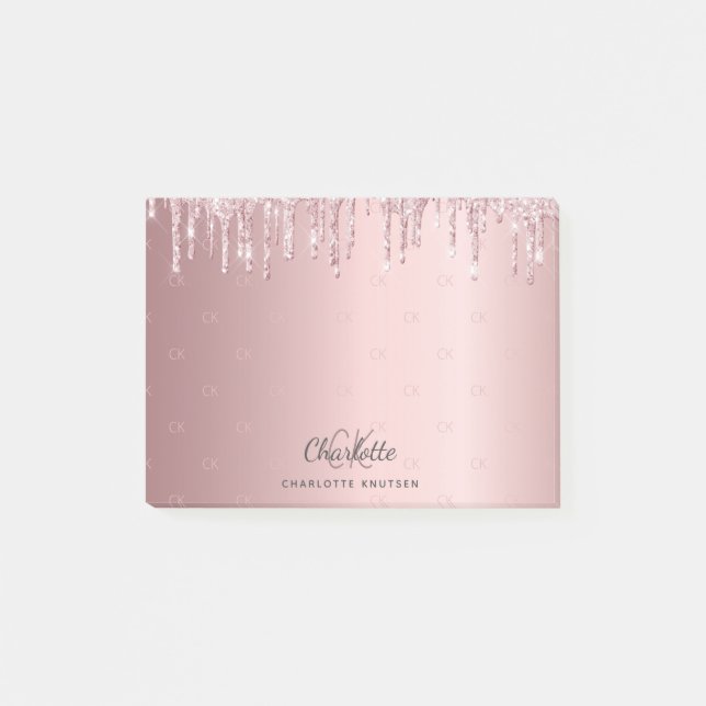 Post-it® Initiales monogrammes de goutte de parties scintil (Devant)