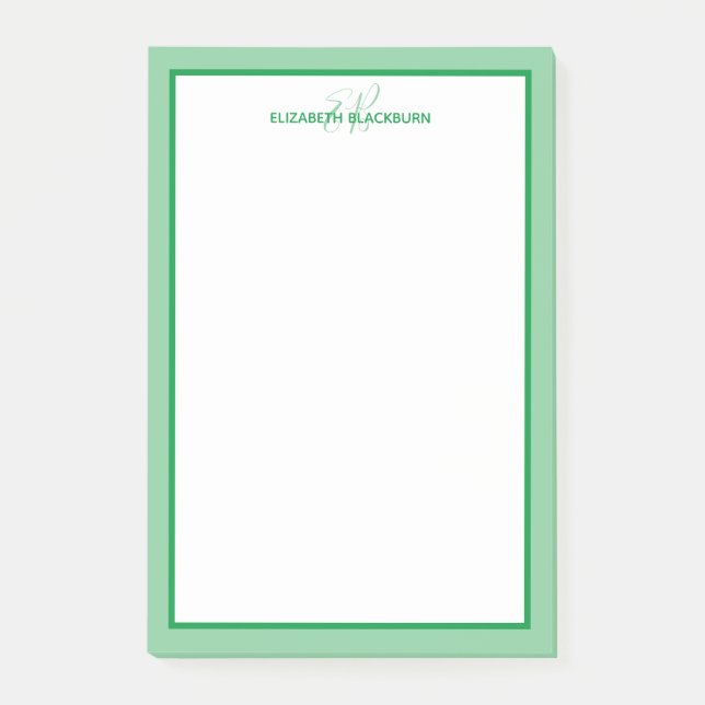 Post-it® Initiales personnalisées de nom personnalisé Vert (Devant)