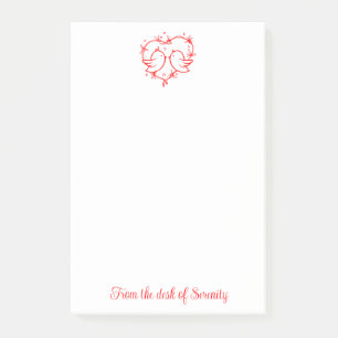 Post-it® Inséparables Mignons Rouge Cœur Romantique Bohème