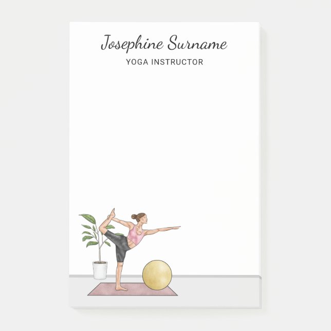Post-it® Instructrice de yoga Danseuse Pose Entraîneur Nom  (Devant)
