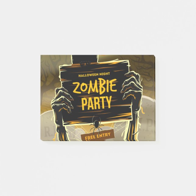 Post-it® Invitation à Halloween pour une fête de zombies (Devant)