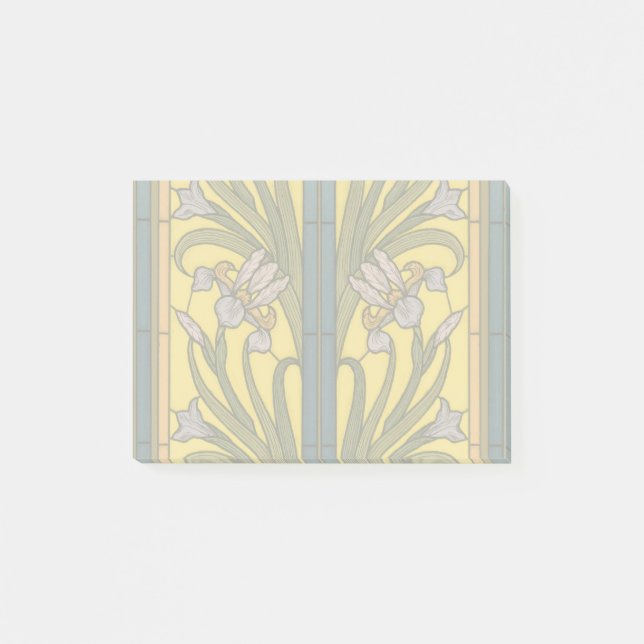 Post-it® Iris Fleur Art Nouveau Vitrail Bleu Or (Devant)