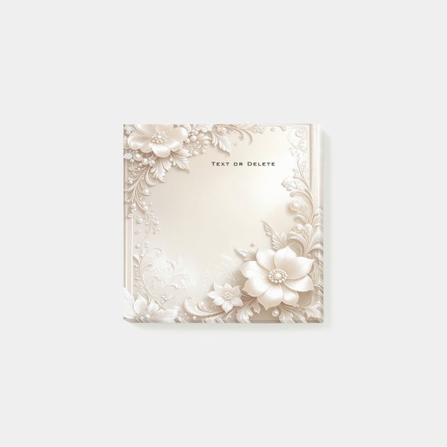 Post-it® Ivory Flowers Post it Notes (Devant)