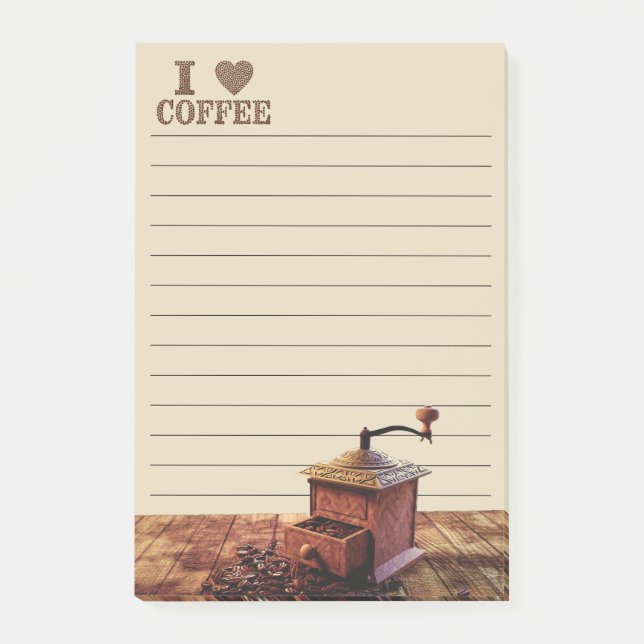 Post-it® J'adore le café et le moulin à café (Devant)