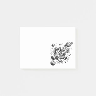 Post-it® J'ai Besoin de Plus d'Espace Chat Astronaute Drôle