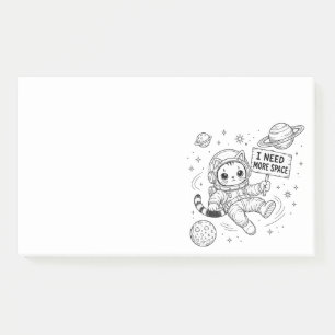 Post-it® J'ai Besoin de Plus d'Espace Chat Astronaute Drôle