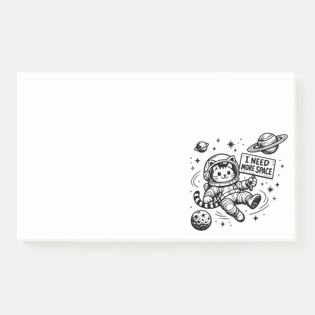 Post-it® J'ai Besoin De Plus D'espace Drôle Chat Astronaute (Devant)