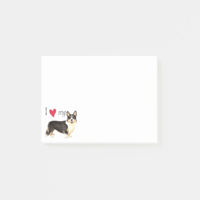Post-it® J'aime mon corgi de Gallois de cardigan (Devant)