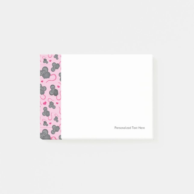 Post-it® J'aime mon motif de souris dans le rose (Devant)