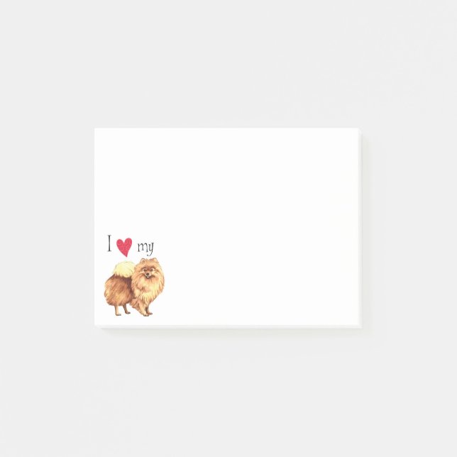 Post-it® J'aime mon Pomeranian (Devant)