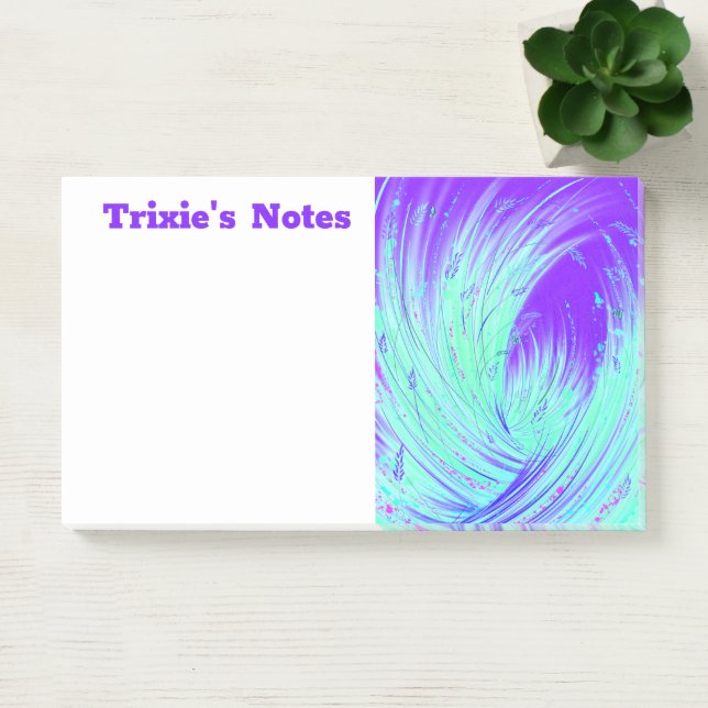 Post-it® Jardin Abstrait violet et vert enchâssé (Bureau)