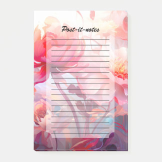 Post-it® Jardin aquarelle de pivoines de printemps en fleur