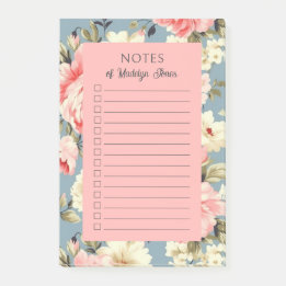 Post-it® Jardin de campagne floral rose Cottage français