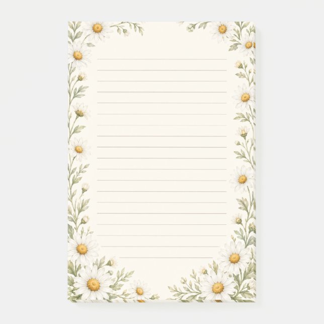 Post-it® Jardin de marguerites à l'aquarelle ligné  (Devant)