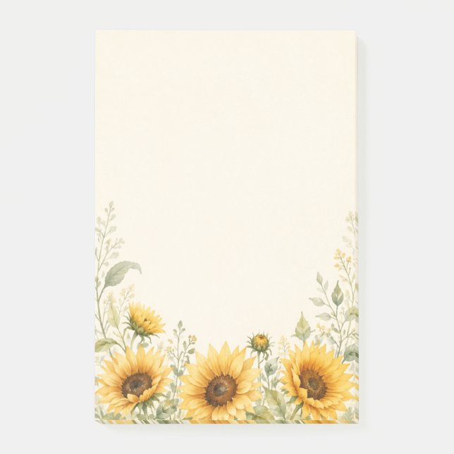 Post-it® Jardin de Tournesols Dorés Aquarelle (Devant)