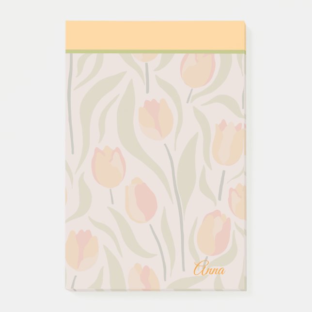 Post-it® Jardin de tulipe moderne personnalisé Vert jaune (Devant)