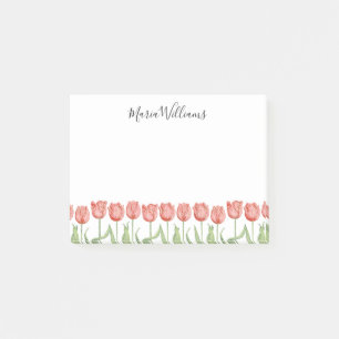 Post-it® Jardin de Tulipe Rose Cute Personnalisé 4x3