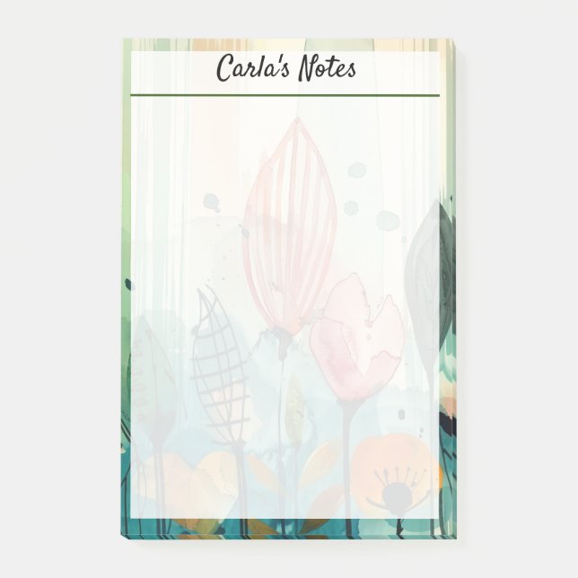 Post-it® Jardin Fleur Élégant Moderne 4" x 6" (Devant)
