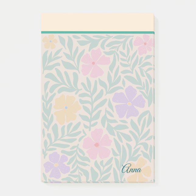 Post-it® Jardin fleuri moderne personnalisé Vert rose (Devant)