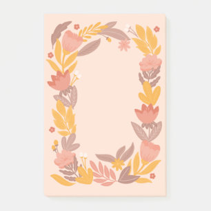 Post-it® Jardin fleuri rose pâle. Fleurs botaniques
