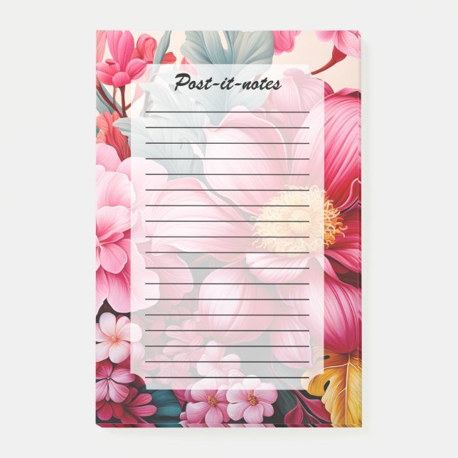 Post-it® Jardin floral tropical rose exotique (Devant)