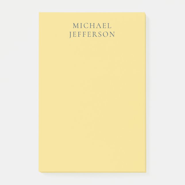 Post-it® Jasmine & Slate Grey Minimalist Plain Modern Name (Devant)