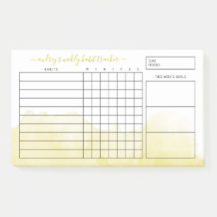 Post-it® Jaune Aquarelle Laver Hebdomadaire Habit Tracker