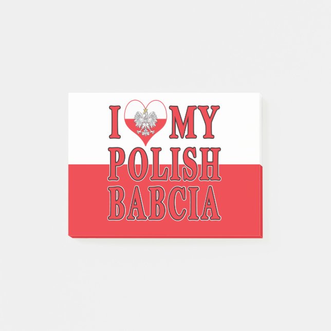 Post-it® J'Coeur Mon Polonais Babcia (Devant)