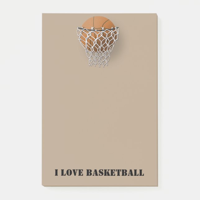 Post-it® "Je des notes de Courrier-it® aime basket-ball" 4 (Devant)