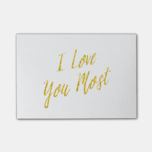 Post-it® Je t'aime le plus Citer Gold Faux Parties scintill