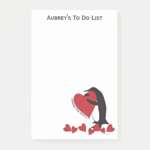 Post-it® Je t'aime plus ! Pingouin et Cœur Rouge