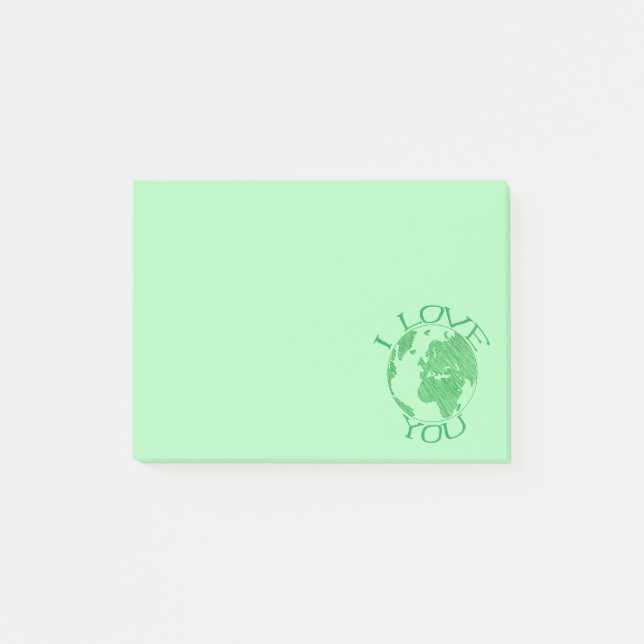 Post-it® Je T'Aime Terre, Croquis, Vert (Devant)