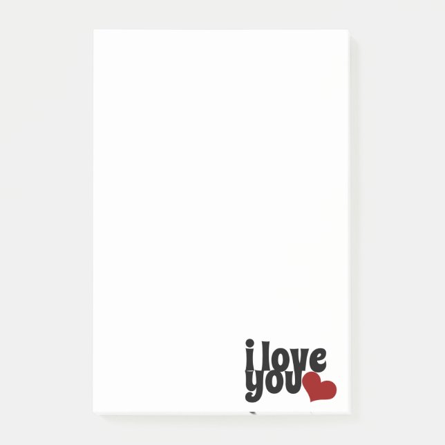 Post-it® Je t'aime Valentine Red Heart Typographie (Devant)