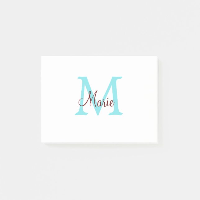 Post-it® jeté simple minimal ajouter nom monogramme rose ro (Devant)