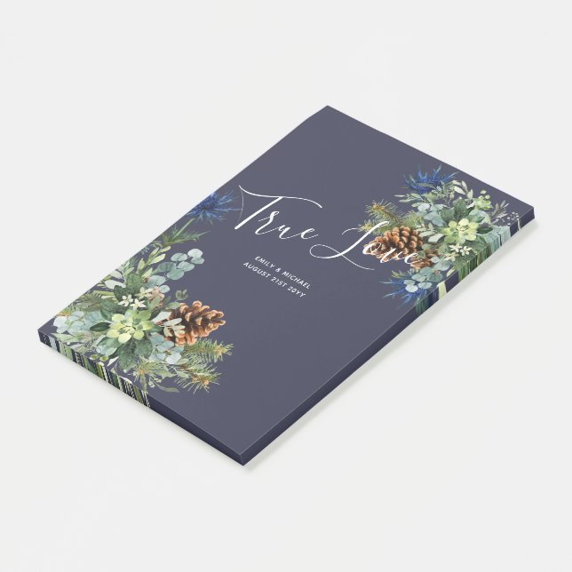 Post-it® Jeu bleu d'hiver Eucalyptus Mariage Wonderland (Incliné)