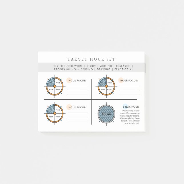 Post-it® Jeu de focus Heure cible (Devant)