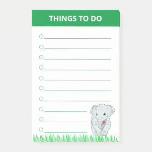 Post-it® Jeune éléphant sur des plantes d'herbe verte Chose