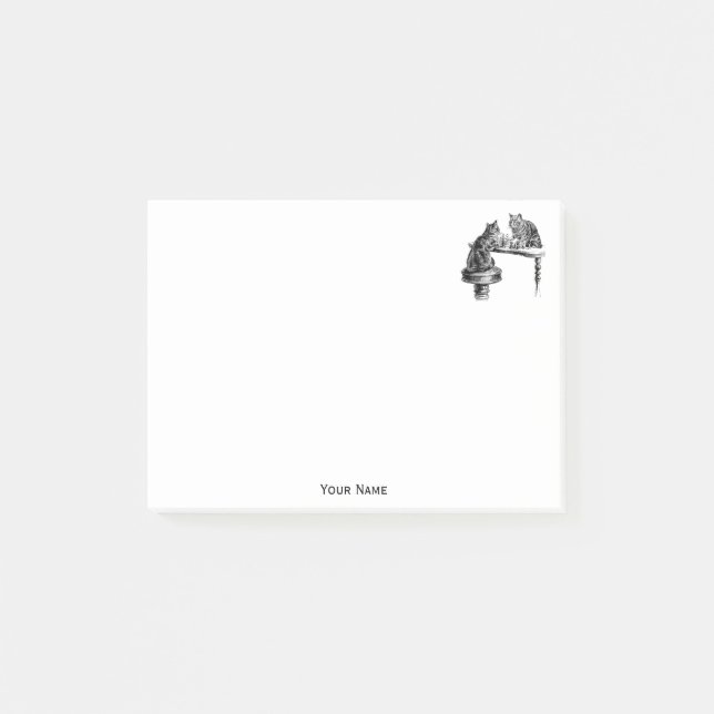 Post-it® Jeux de société : Deux chats jouant à un match d'é (Devant)