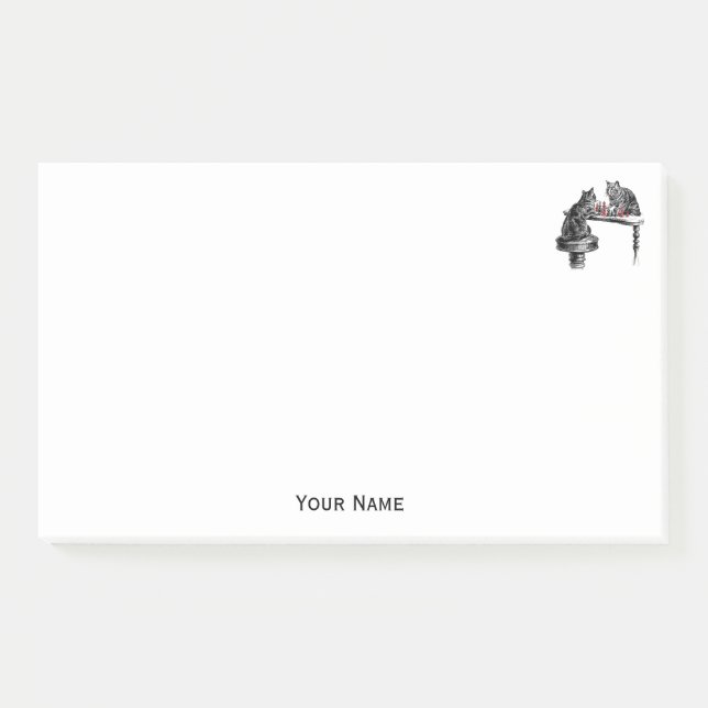 Post-it® Jeux de société Deux chats jouant aux échecs Match (Devant)