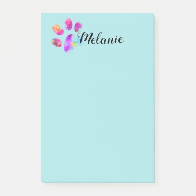 Post-it® joli amoureux des chiens bleu empreinte de patte a (Devant)