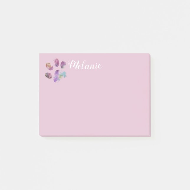 Post-it® joli amoureux des chiens rose empreinte de patte a (Devant)