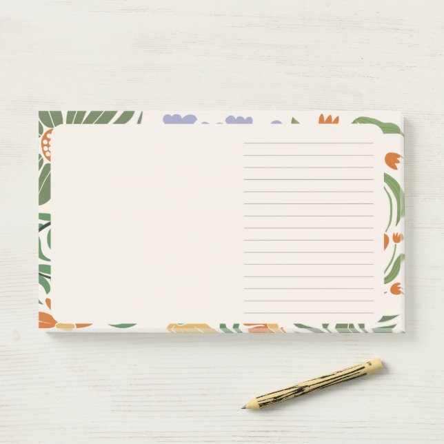 Post-it® Joli arrière - plan rose avec floral Chic (Sur un bureau)