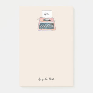 Post-it® Joli bloc-notes rose rétro à la machine à écrire