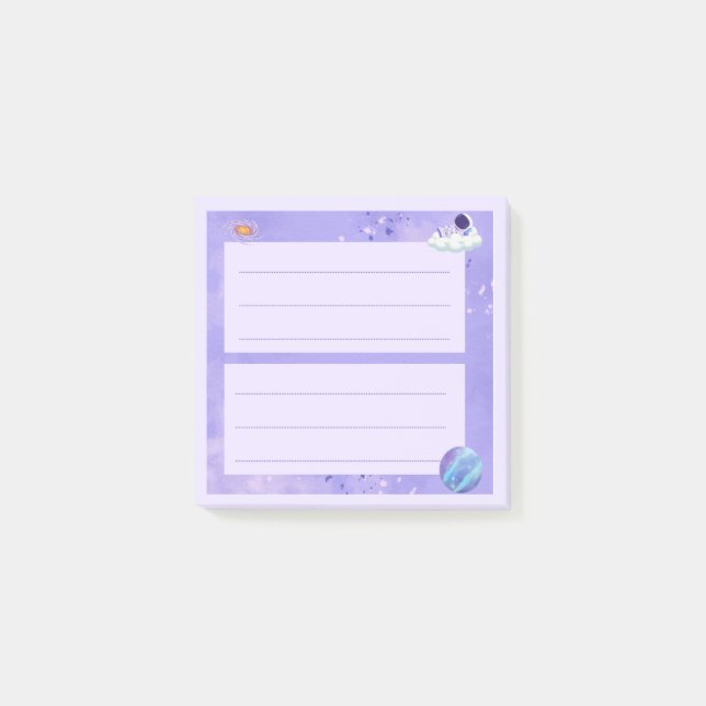 Post-it® Joli bloc-notes violet galaxie pour l'astronaute à (Devant)