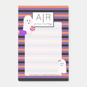 Post-it® Joli bonbon d'Halloween fantôme et rayures