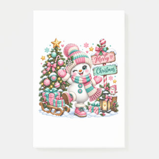 Post-it® Joli Bonhomme de Neige Rose de Noël